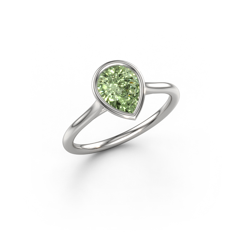 Bild von Verlobungsring Lavon Per 585 Weißgold Grüner Labor-Diamant 8x6 mm