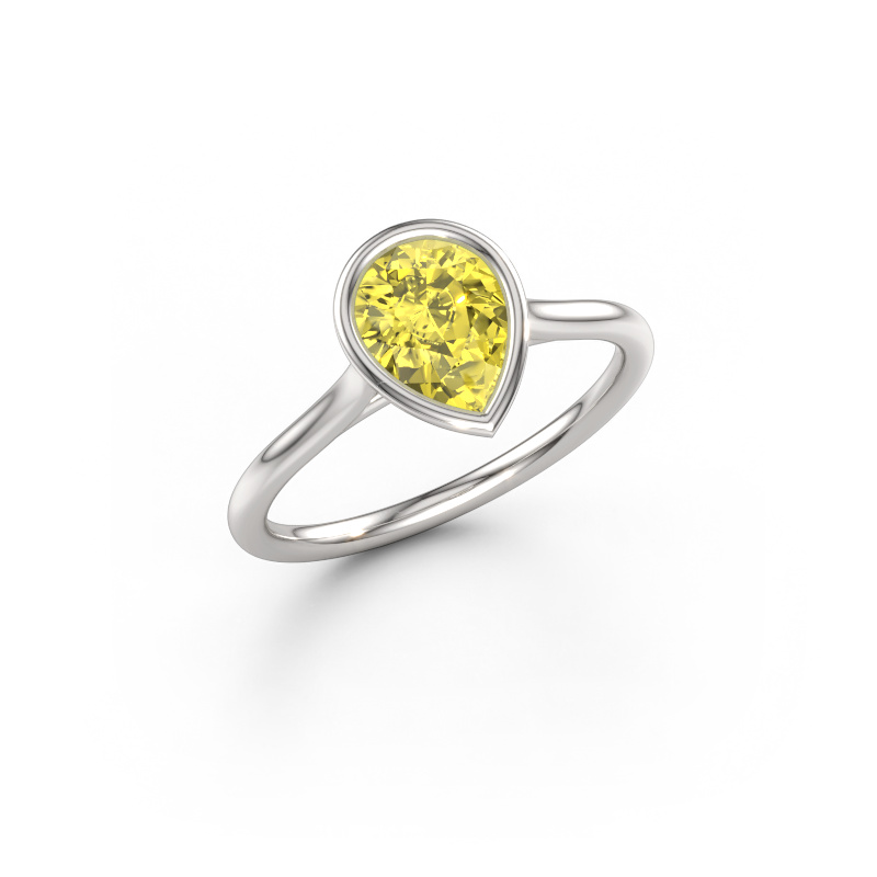 Immagine di Anello di fidanzamento Lavon Per 585 oro bianco Diamante lab grown giallo 8x6 mm