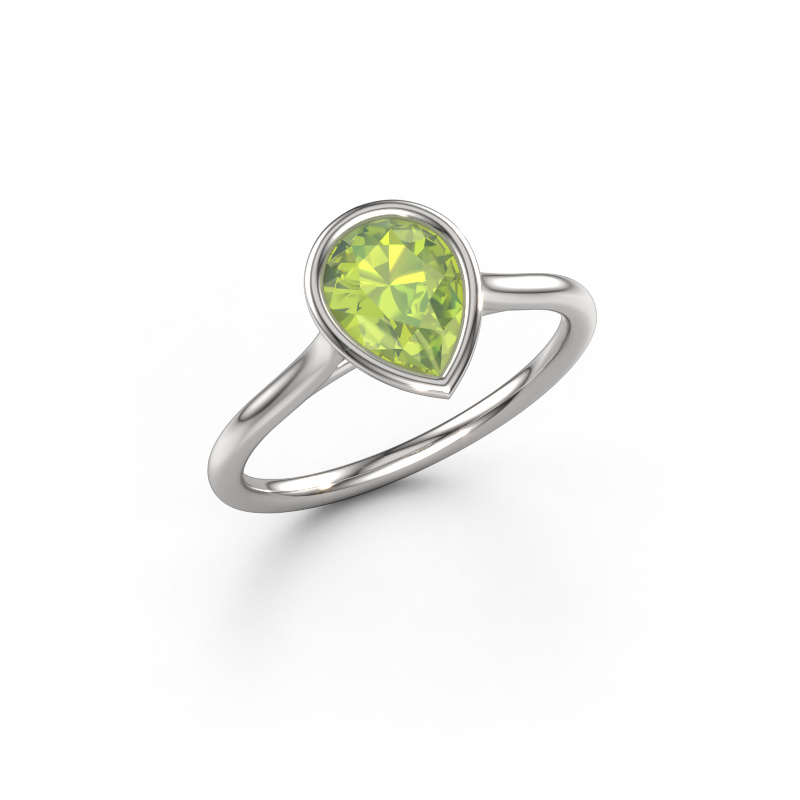 Image of Engagement ring Lavon Per 950 platinum Peridot 8x6 mm