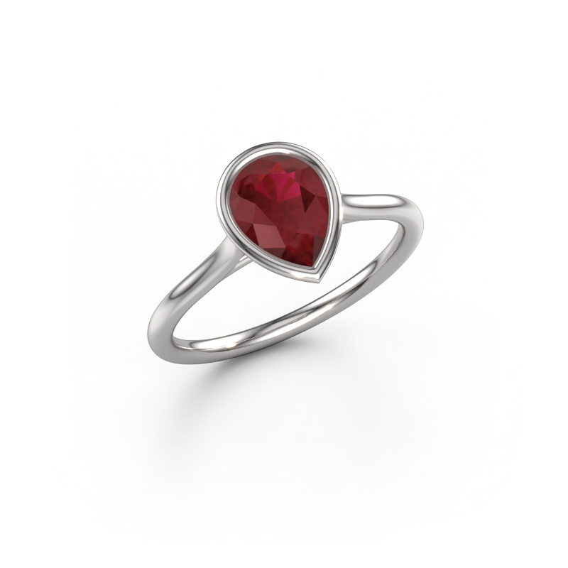 Image of Engagement ring Lavon Per 950 platinum Ruby 8x6 mm