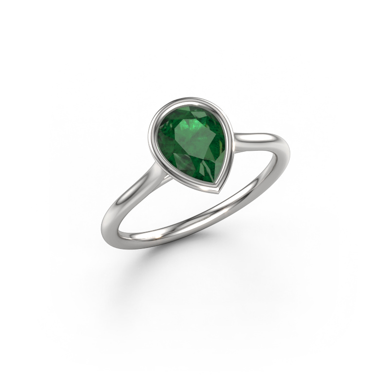 Image of Engagement ring Lavon Per 585 white gold Emerald 8x6 mm