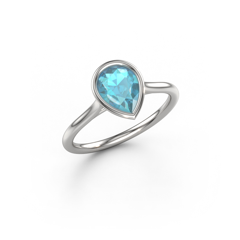 Image of Engagement ring Lavon Per 950 platinum Blue topaz 8x6 mm