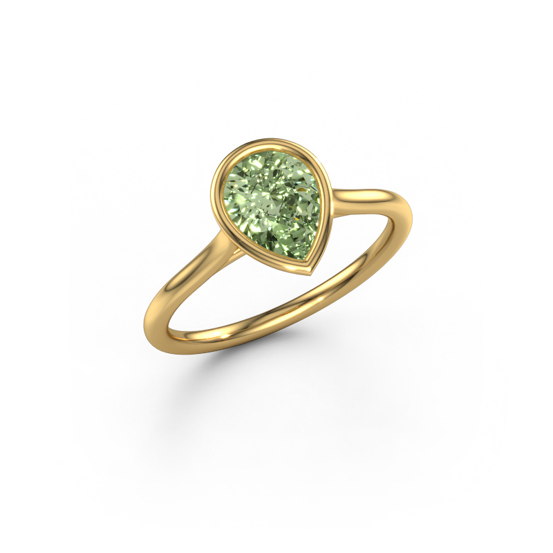 Image of Engagement ring Lavon Per 585 gold Green lab grown diamond 8x6 mm