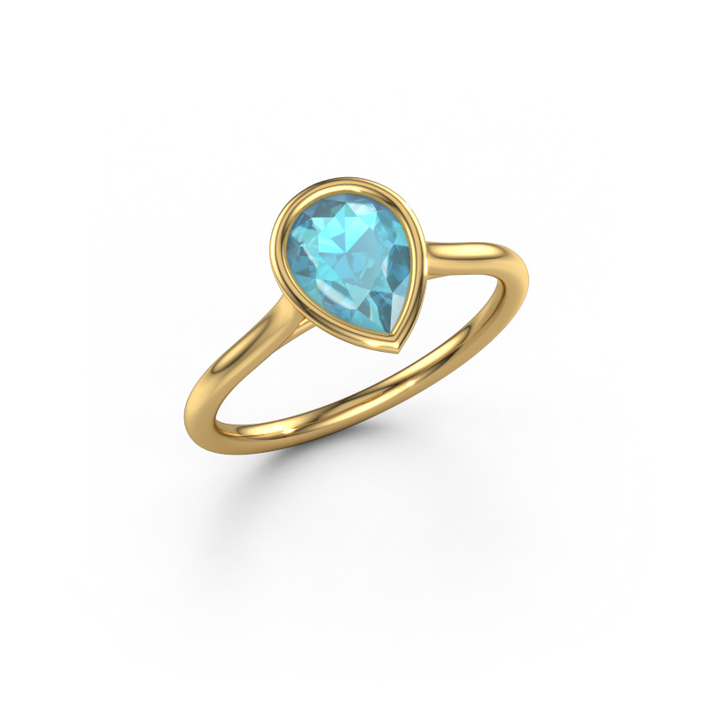 Bild von Verlobungsring Lavon Per 585 Gold Blau Topas 8x6 mm