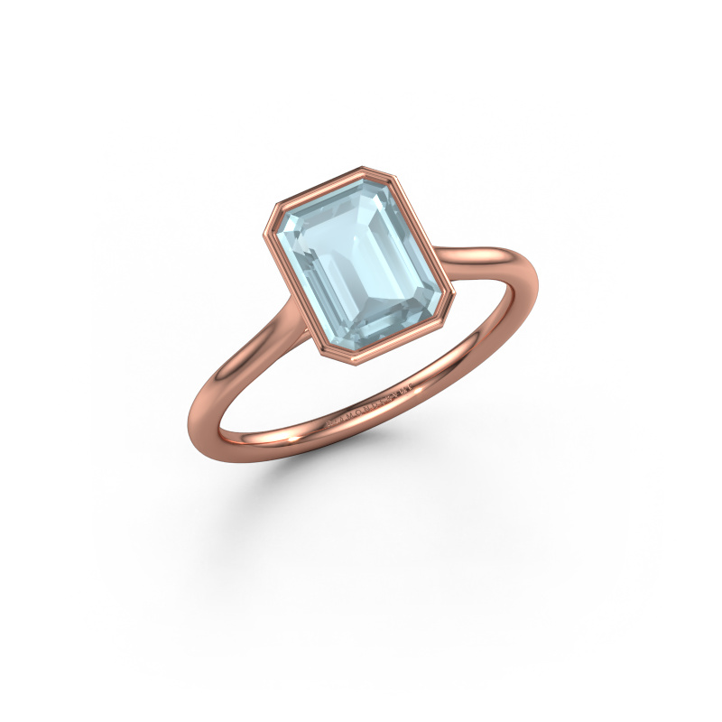 Image of Engagement ring Lavon EME 585 rose gold Aquamarine 8x6 mm