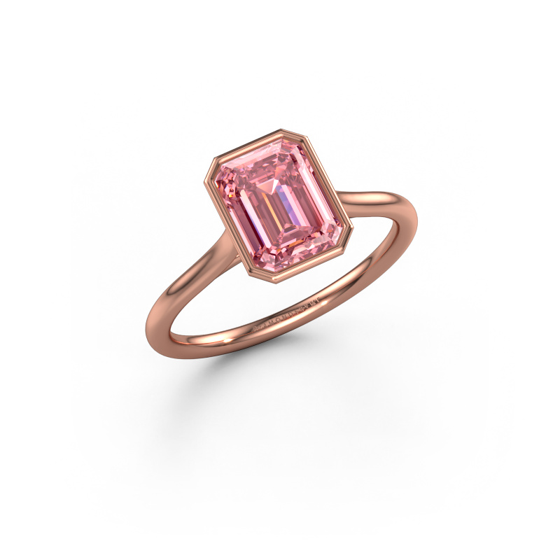 Image de Bague de fiançailles Lavon EME 585 or rose Diamant synthétique roze 8x6 mm