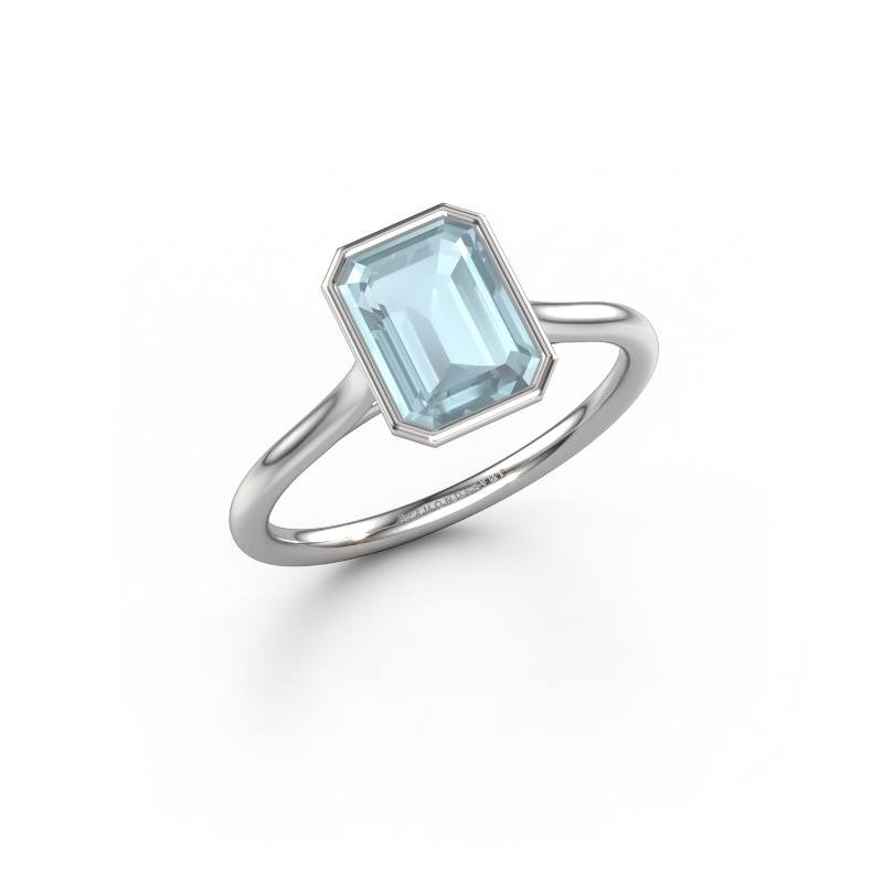 Image of Engagement ring Lavon EME 950 platinum Aquamarine 8x6 mm