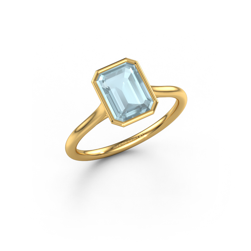 Image of Engagement ring Lavon EME 585 gold Aquamarine 8x6 mm