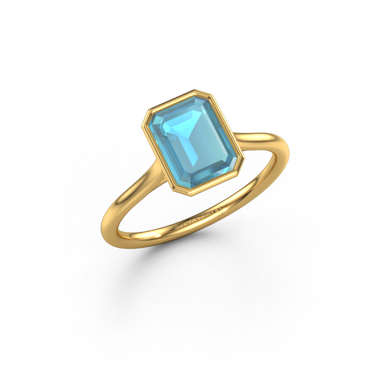 Bild von Verlobungsring Lavon EME 585 Gold Blau Topas 8x6 mm