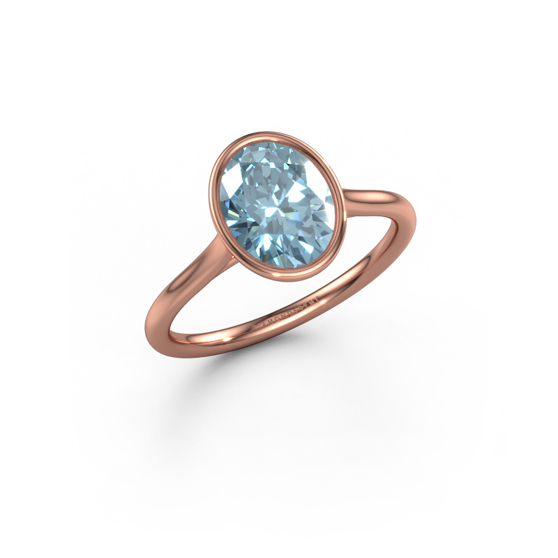 Image of Engagement ring Lavon OVL 585 rose gold Blue lab grown diamond 9x7 mm