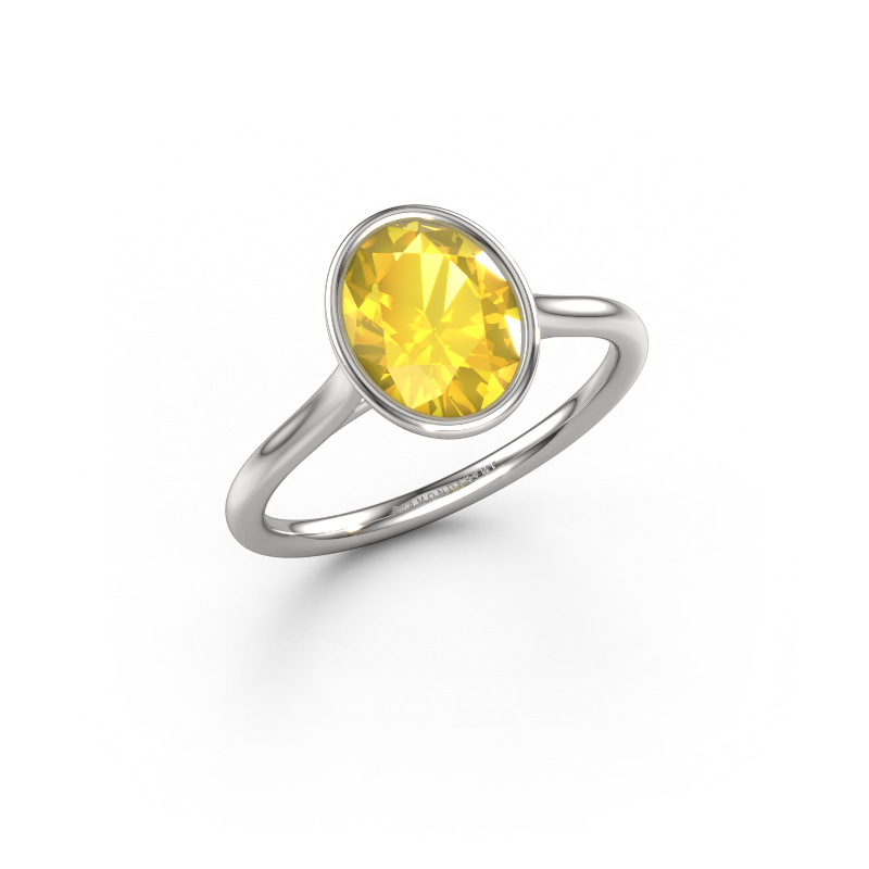 Image de Bague de fiançailles Lavon OVL 585 or blanc Saphir jaune 9x7 mm