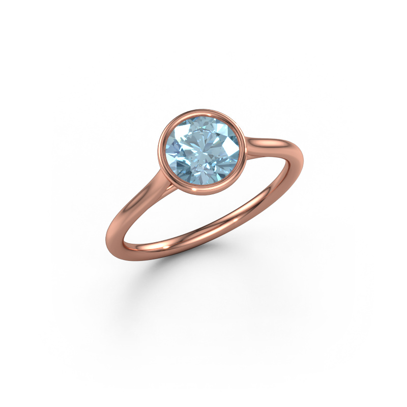 Image of Engagement ring Lavon RND 585 rose gold Blue lab grown diamond 6.5 mm