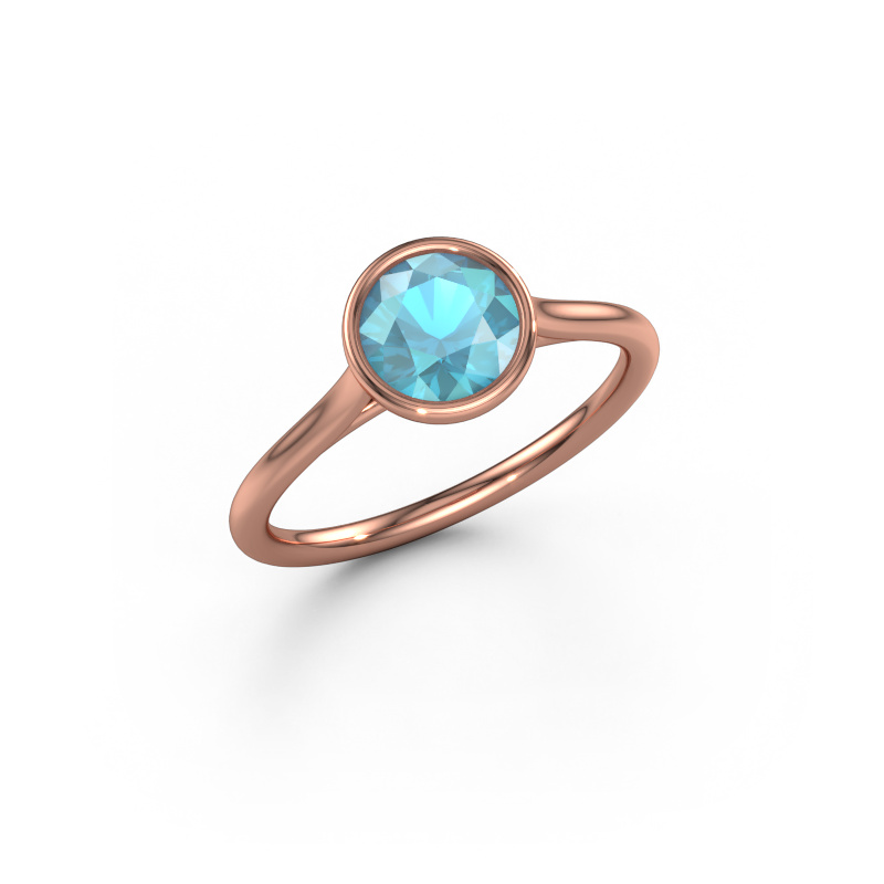 Bild von Verlobungsring Lavon RND 585 Roségold Blau Topas 6.5 mm