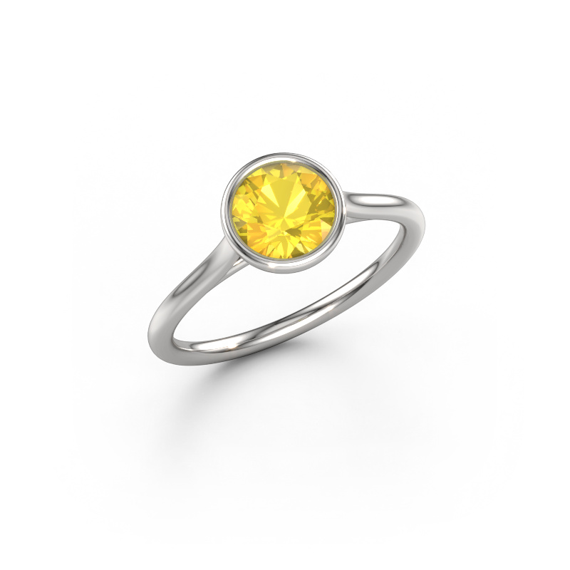 Image of Engagement ring Lavon RND 950 platinum Yellow sapphire 6.5 mm