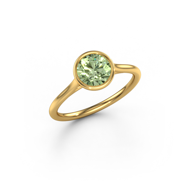 Image of Engagement ring Lavon RND 585 gold Green lab grown diamond 6.5 mm