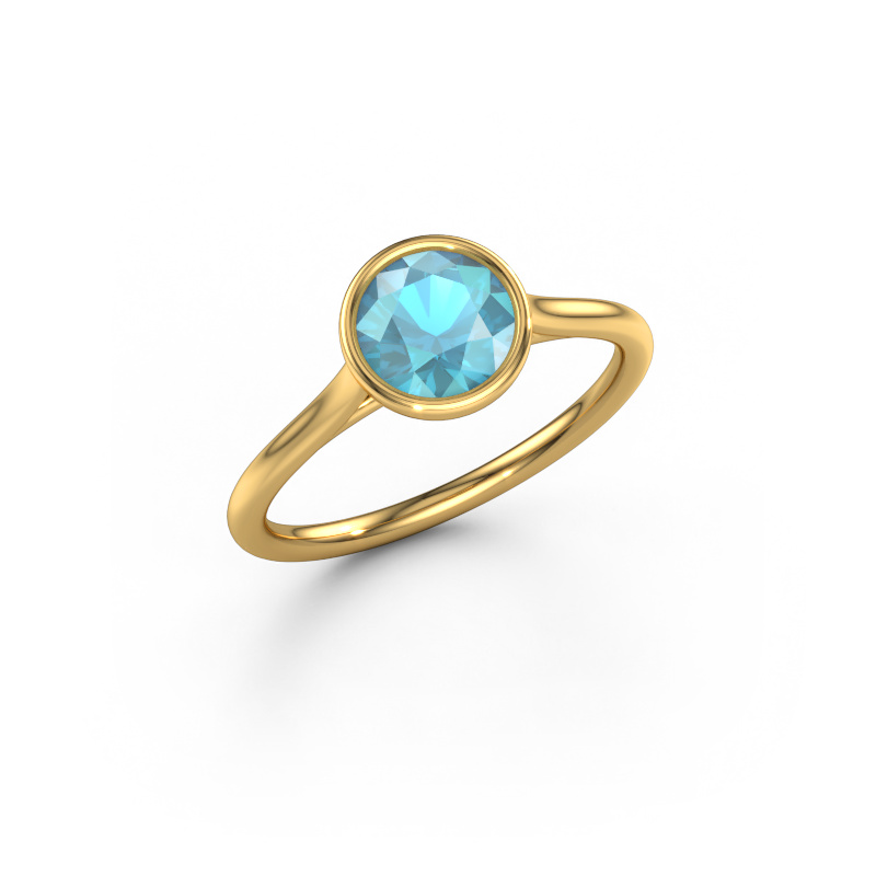 Image de Bague de fiançailles Lavon RND 585 or jaune Topaze bleue 6.5 mm