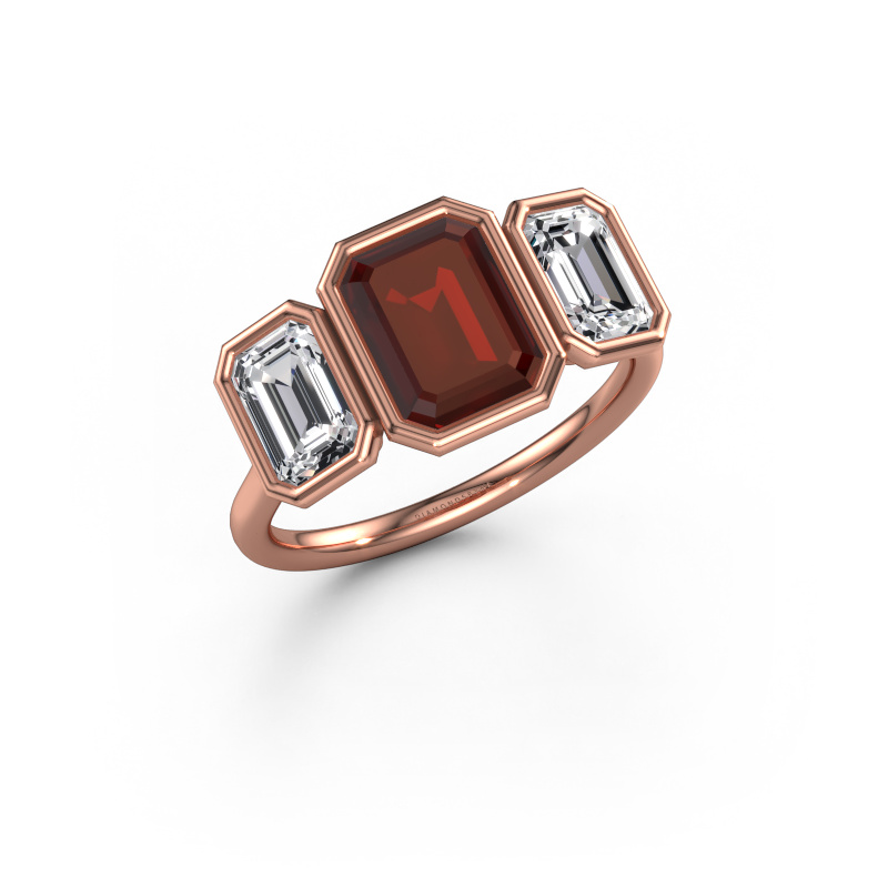 Bild von Verlobungsring Lavon 3 EME 585 Roségold Granat 8x6 mm