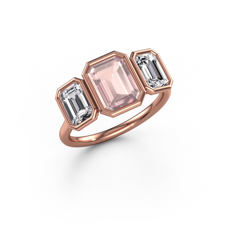 Bild von Verlobungsring Lavon 3 EME 585 Roségold Morganit Champagner 8x6 mm