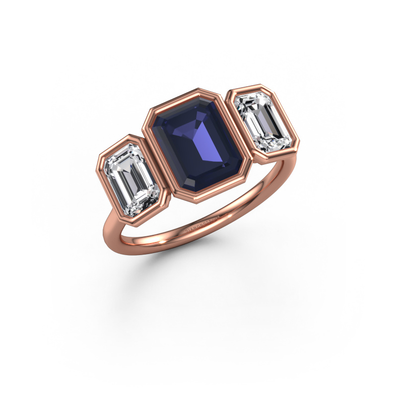 Image of Engagement ring Lavon 3 EME 585 rose gold Sapphire 8x6 mm