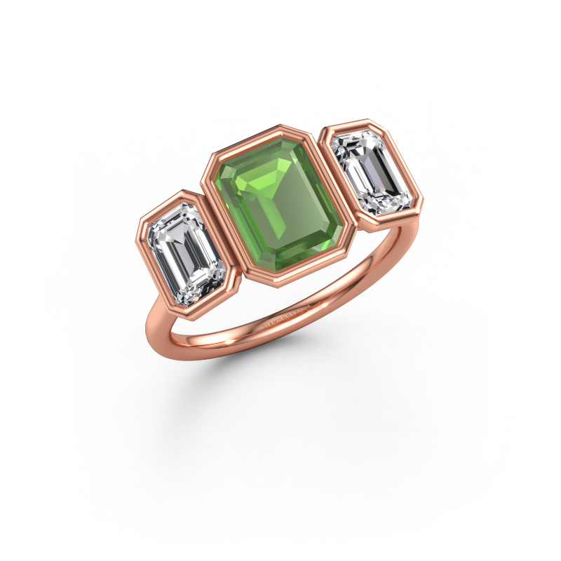Immagine di Anello di fidanzamento Lavon 3 EME 585 oro rosa Tormalina verde 8x6 mm