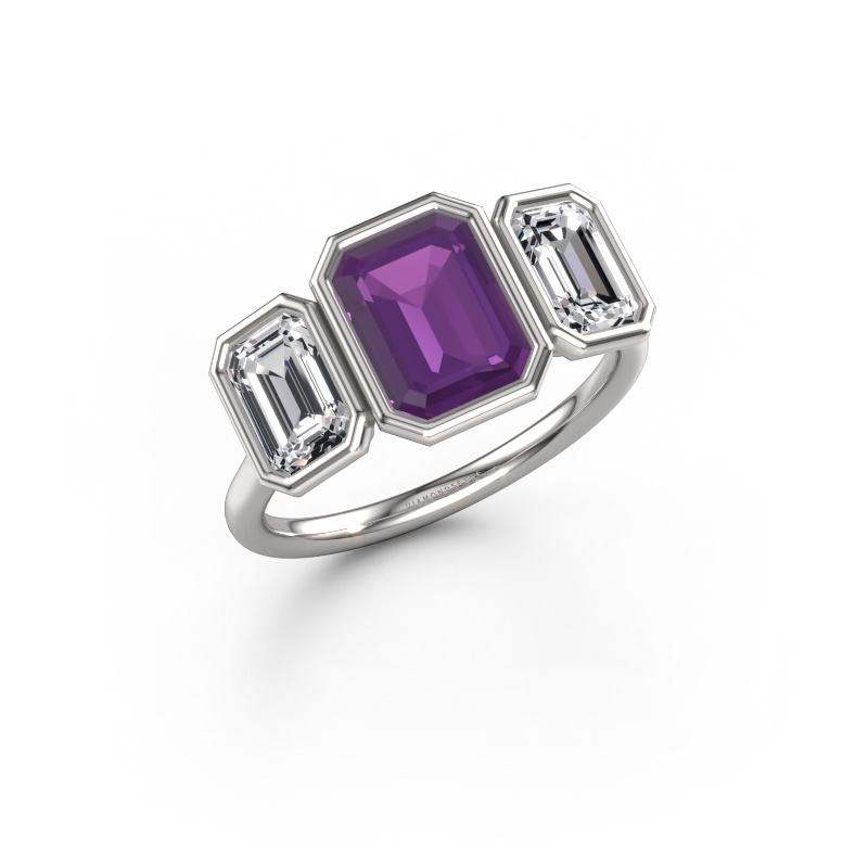 Image of Engagement ring Lavon 3 EME 585 white gold Amethyst 8x6 mm