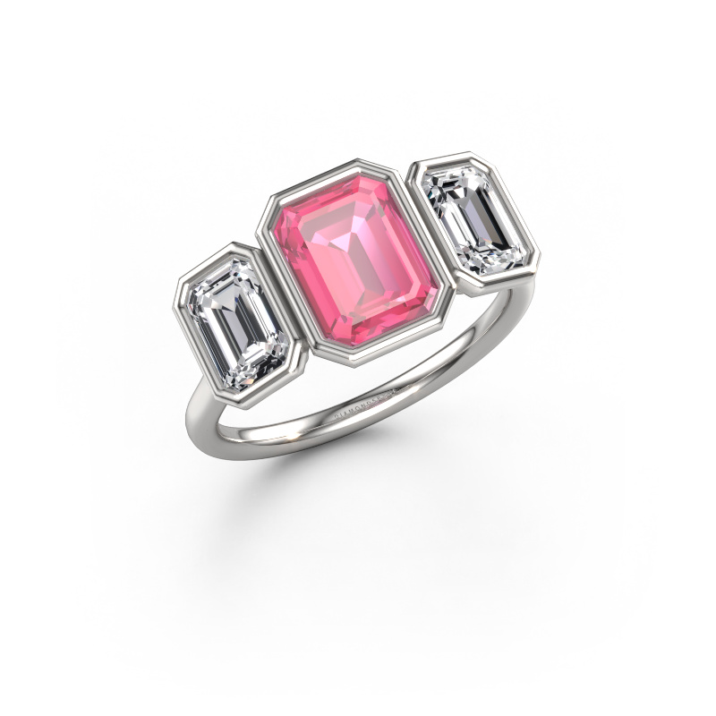 Bild von Verlobungsring Lavon 3 EME 585 Weißgold Pink Saphir 8x6 mm