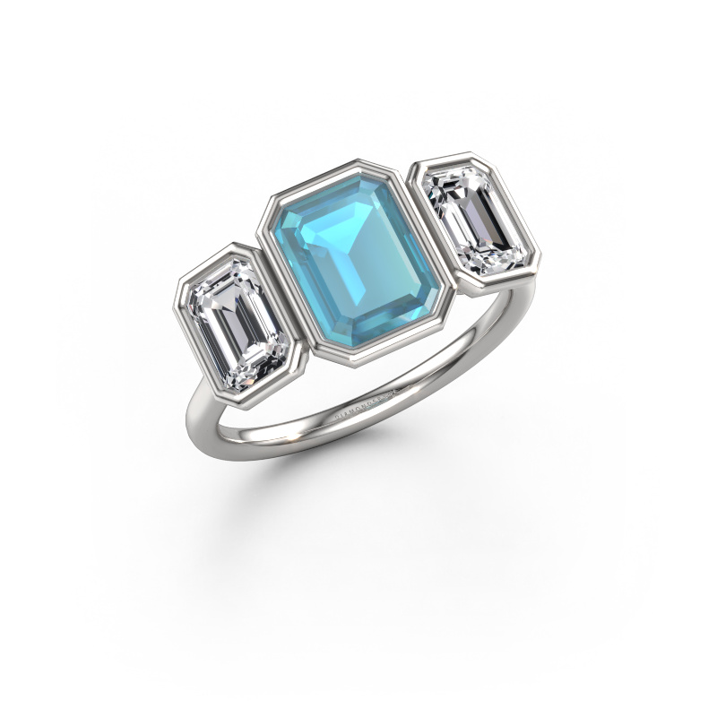 Image of Engagement ring Lavon 3 EME 950 platinum Blue topaz 8x6 mm