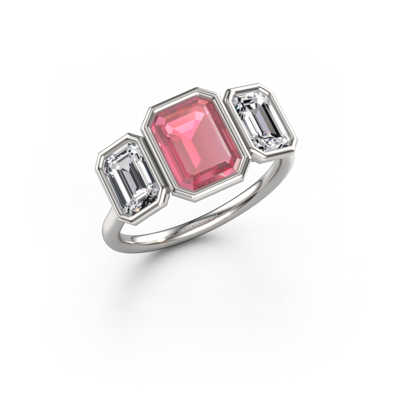 Bild von Verlobungsring Lavon 3 EME 585 Weißgold Turmalin rosa 8x6 mm