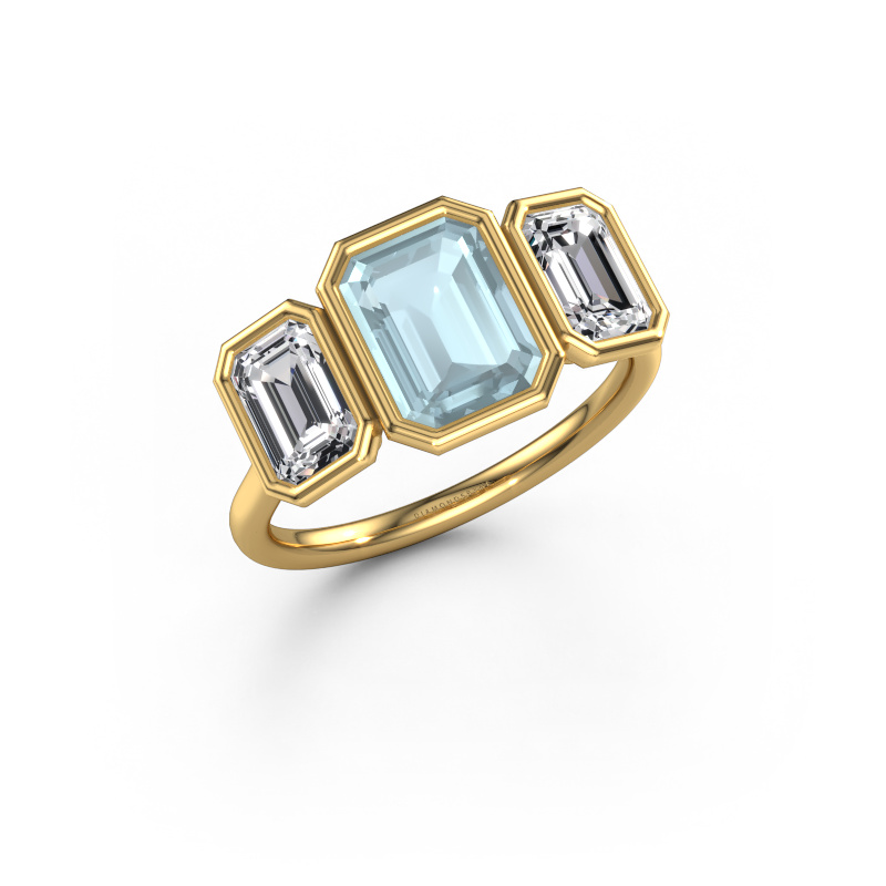 Image of Engagement ring Lavon 3 EME 585 gold Aquamarine 8x6 mm