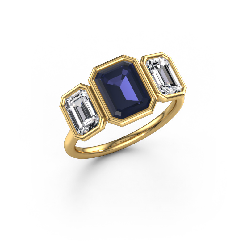 Image of Engagement ring Lavon 3 EME 585 gold Sapphire 8x6 mm