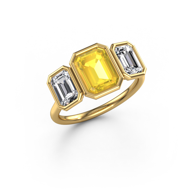 Image of Engagement ring Lavon 3 EME 585 gold Yellow sapphire 8x6 mm