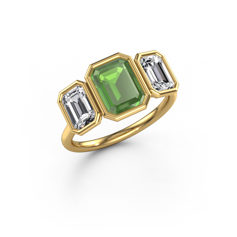 Image of Engagement ring Lavon 3 EME 585 gold Tourmaline green 8x6 mm