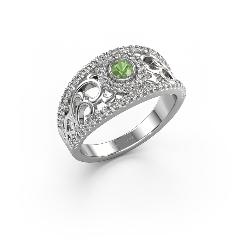Image de Bague Lavona 950 platine Vert tourmaline 3.4 mm