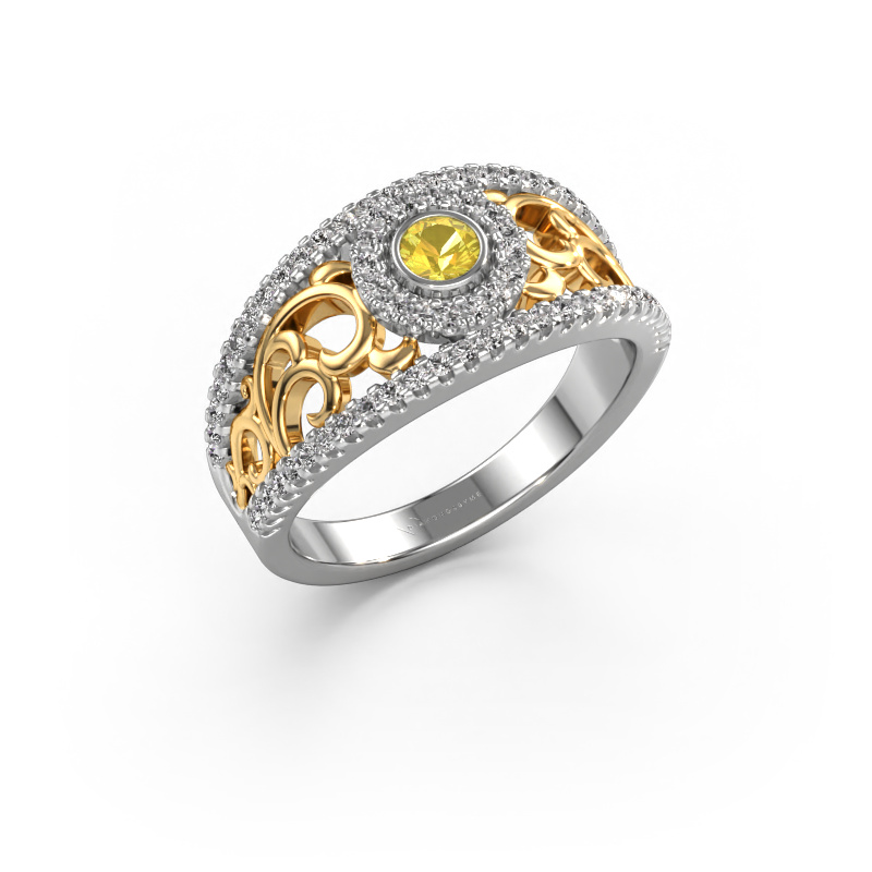 Image de Bague Lavona 585 or blanc Saphir jaune 3.4 mm