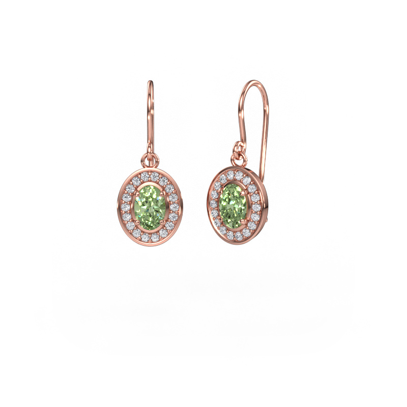 Image de Pendants d'oreilles Layne 1 585 or rose Diamants synthétiques vert 6.5x4.5 mm