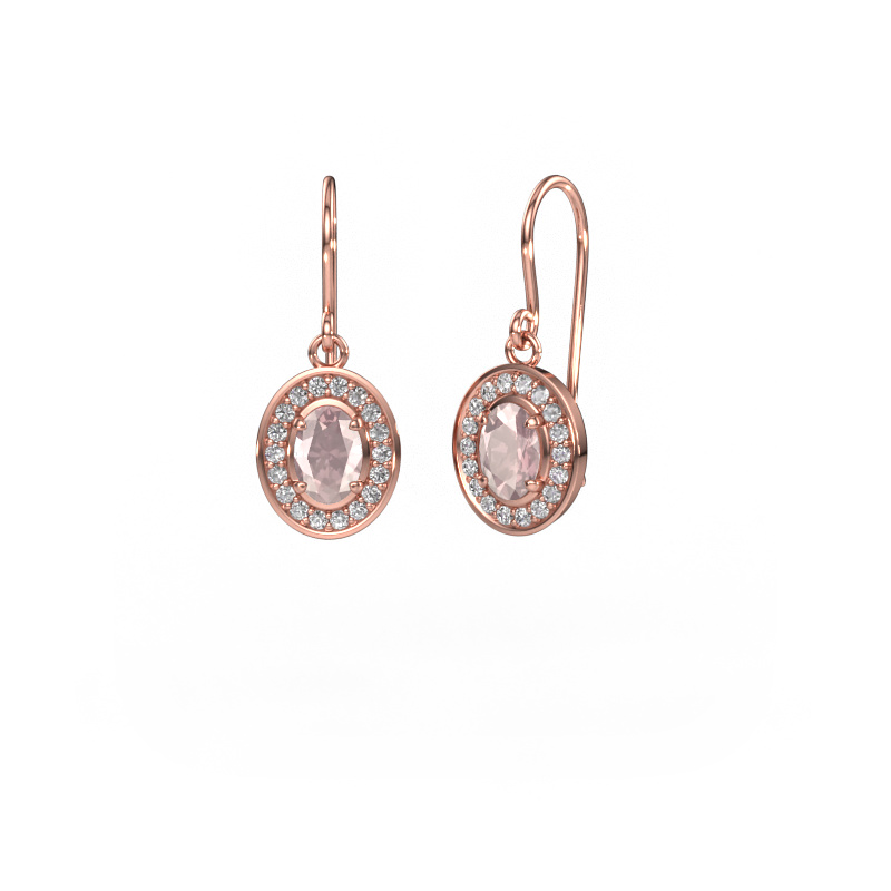Image of Drop earrings Layne 1 585 rose gold Morganite champagne 6.5x4.5 mm