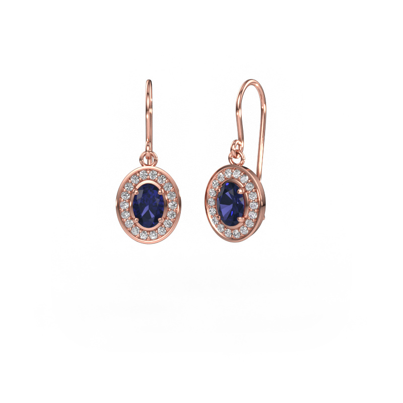Image of Drop earrings Layne 1 585 rose gold Sapphire 6.5x4.5 mm