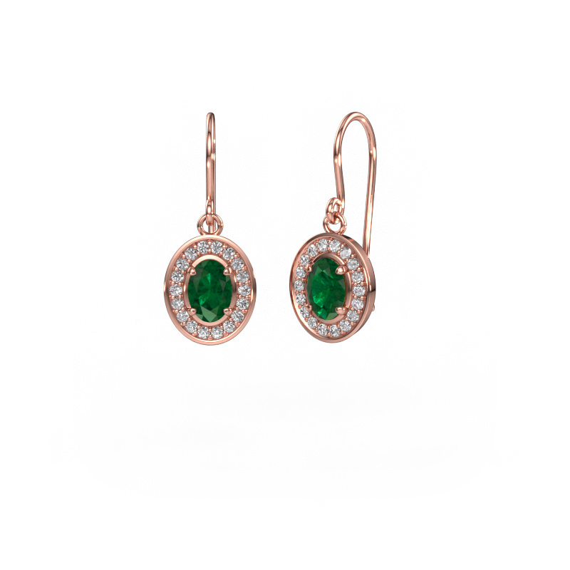 Image de Pendants d'oreilles Layne 1 585 or rose Emeraude 6.5x4.5 mm
