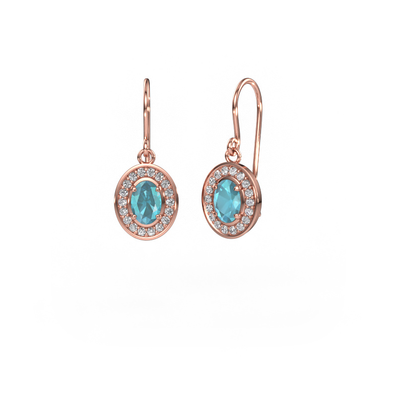 Image of Drop earrings Layne 1 585 rose gold Blue topaz 6.5x4.5 mm