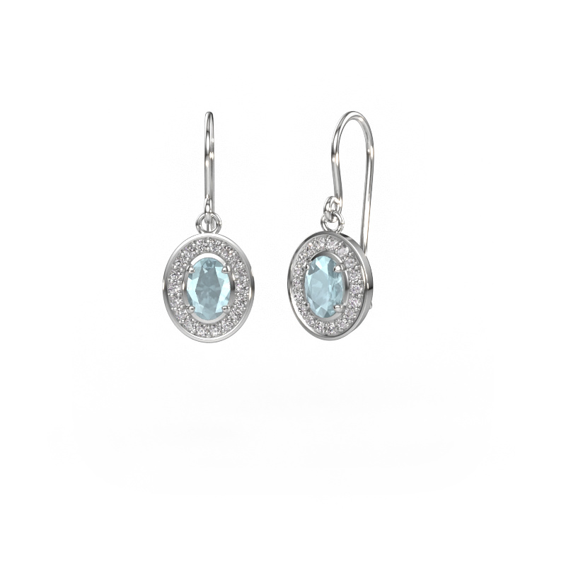Image of Drop earrings Layne 1 585 white gold Aquamarine 6.5x4.5 mm