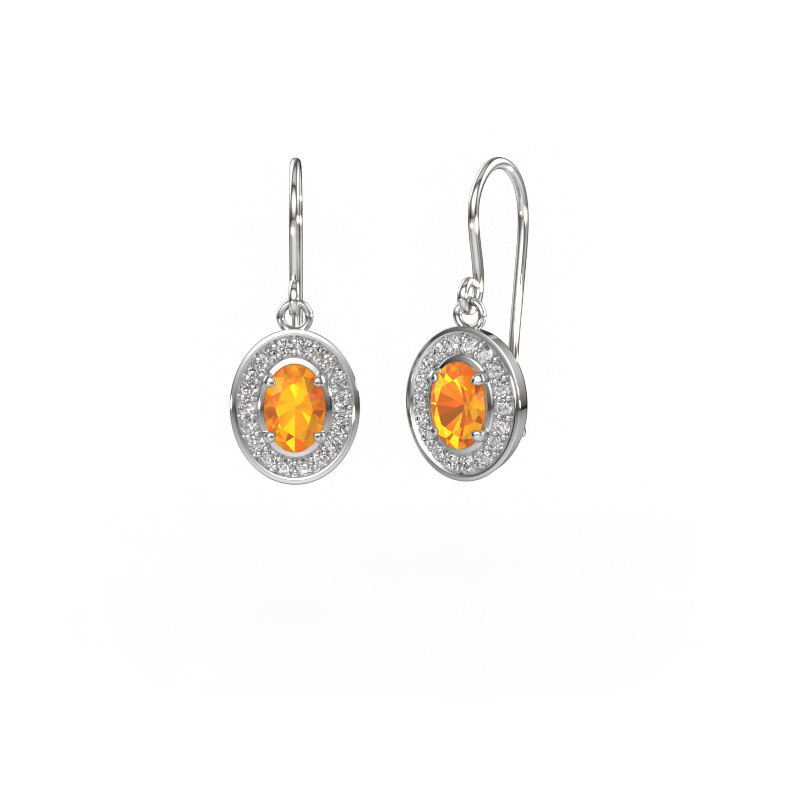 Image of Drop earrings Layne 1 950 platinum Citrin 6.5x4.5 mm