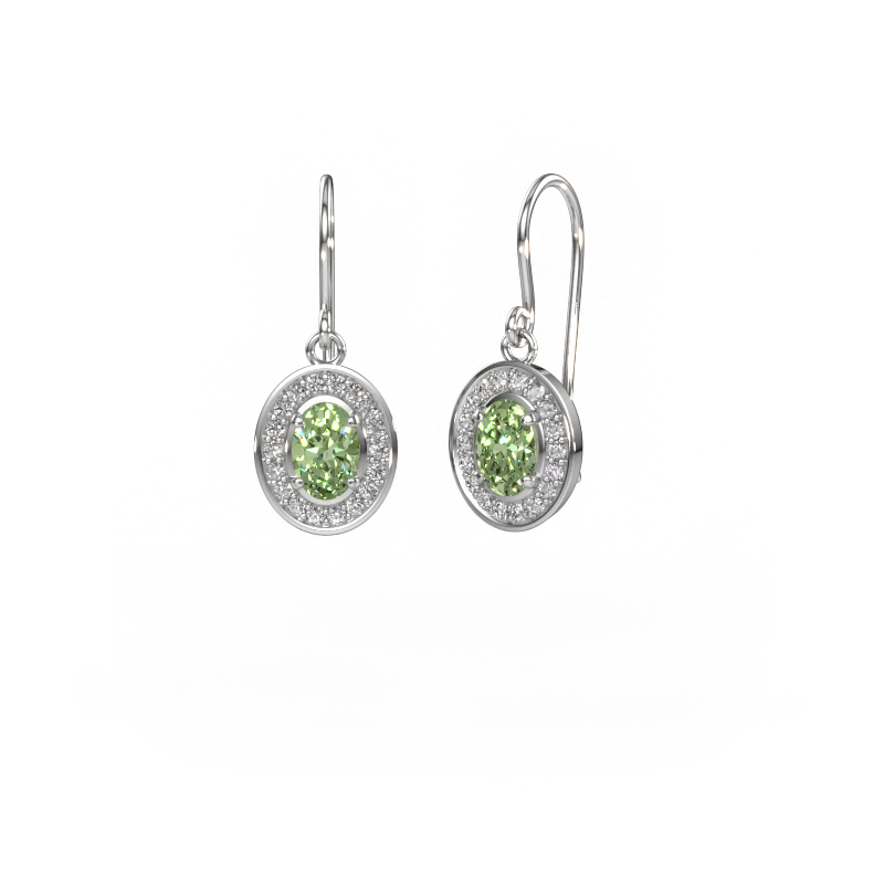 Image de Pendants d'oreilles Layne 1 950 platine Diamants synthétiques vert 6.5x4.5 mm
