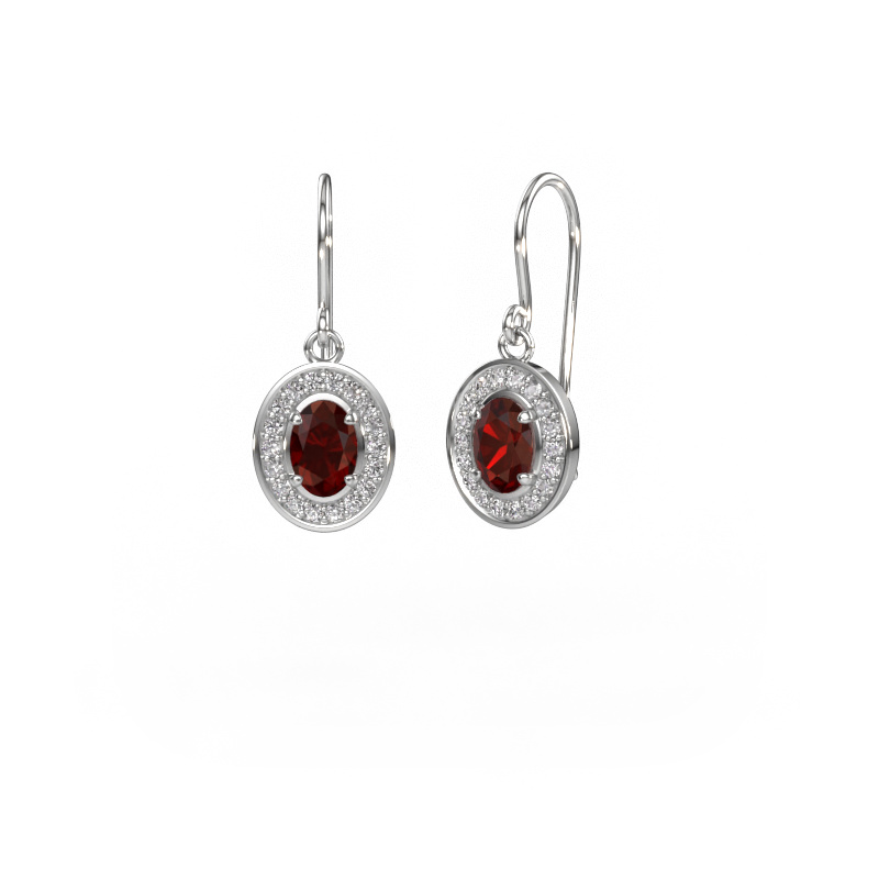 Image of Drop earrings Layne 1 585 white gold Garnet 6.5x4.5 mm