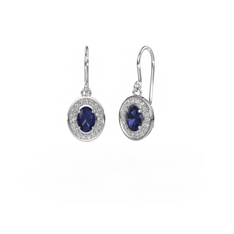 Image de Pendants d'oreilles Layne 1 585 or blanc Saphir 6.5x4.5 mm