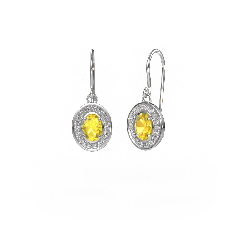Image of Drop earrings Layne 1 950 platinum Yellow sapphire 6.5x4.5 mm