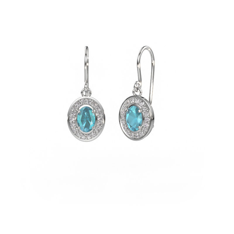 Image of Drop earrings Layne 1 950 platinum Blue topaz 6.5x4.5 mm