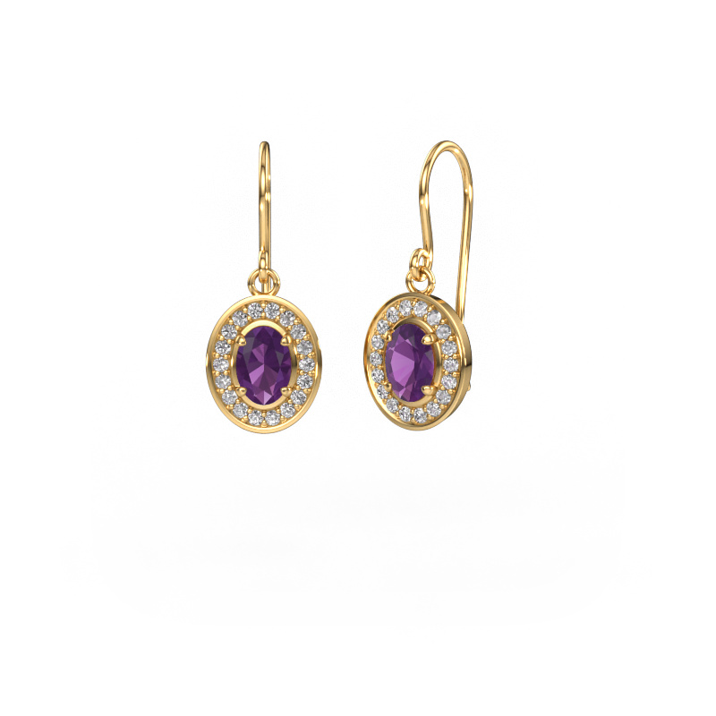 Image of Drop earrings Layne 1 585 gold Amethyst 6.5x4.5 mm