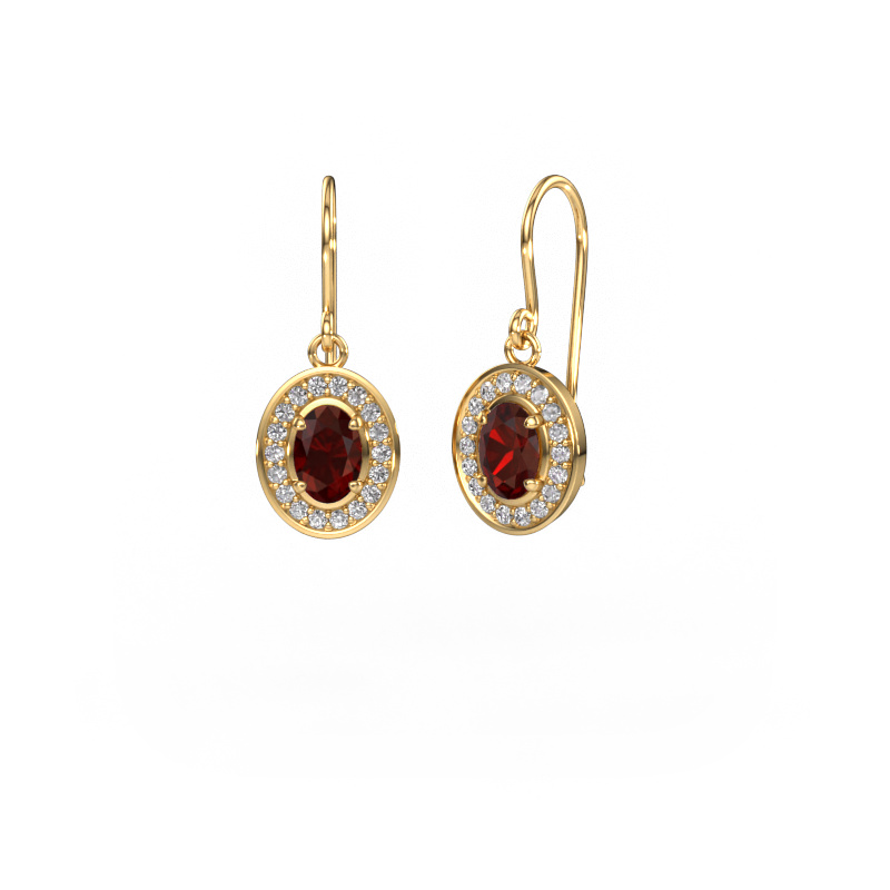 Image of Drop earrings Layne 1 585 gold Garnet 6.5x4.5 mm