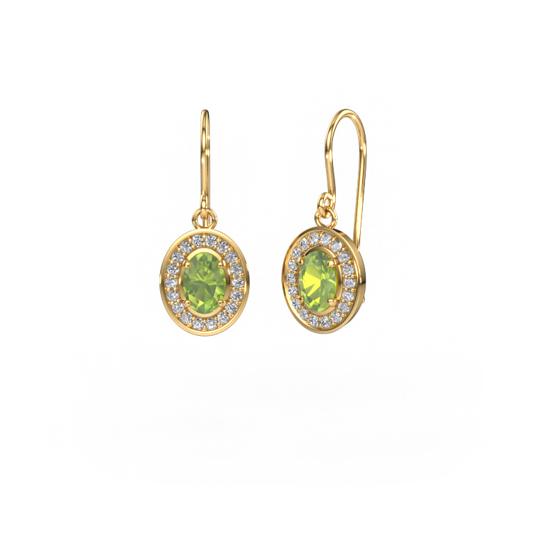 Image of Drop earrings Layne 1 585 gold Peridot 6.5x4.5 mm