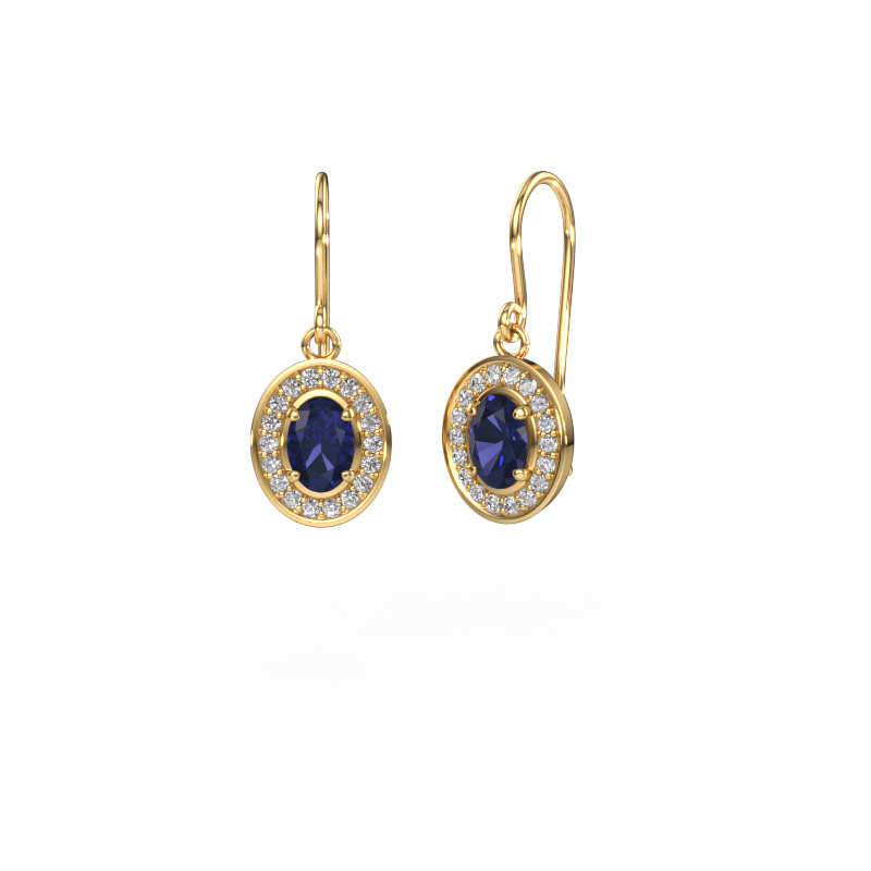 Image of Drop earrings Layne 1 585 gold Sapphire 6.5x4.5 mm